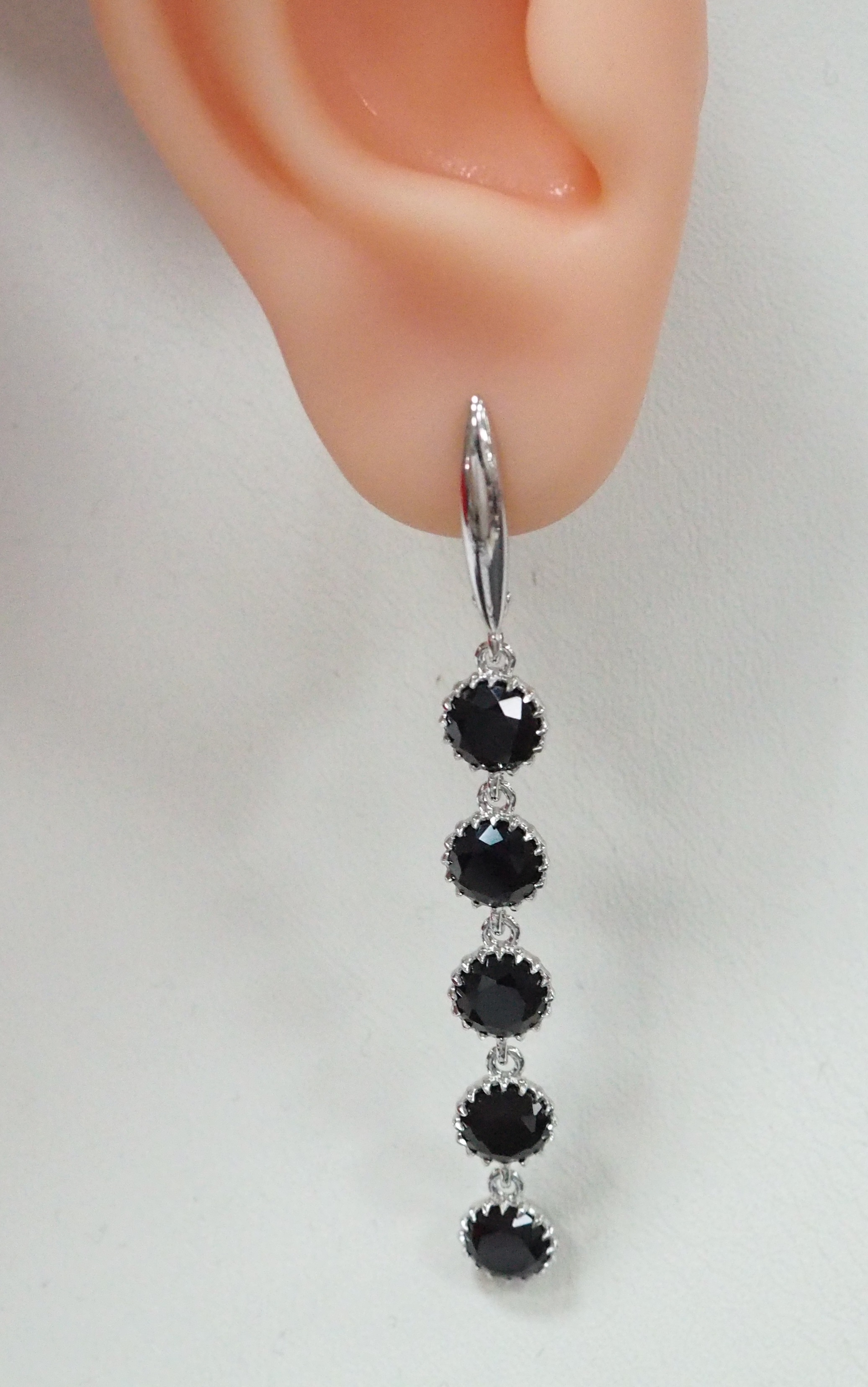 Серебряные серьги с черными турмалинами